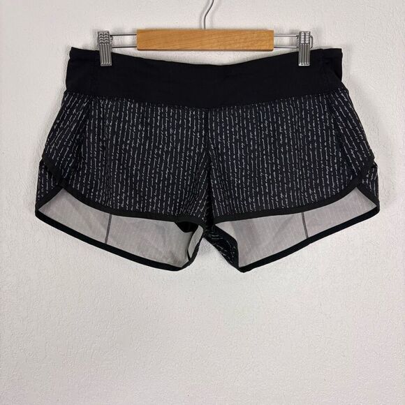 Lululemon Black with White Printed Running Speed Up Shorts with Built In Liner 8 - Picture 1 of 9